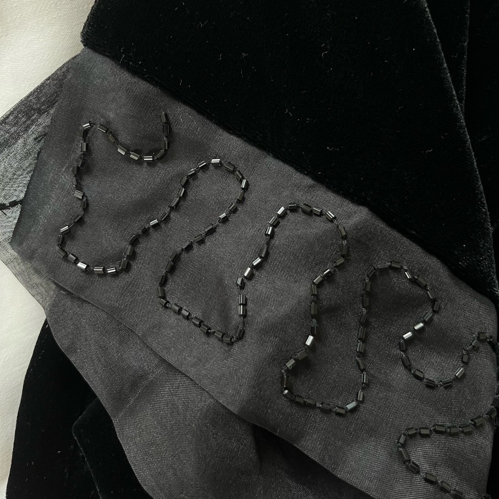 Luxurious velvet soft black pants with beaded chiffon size M